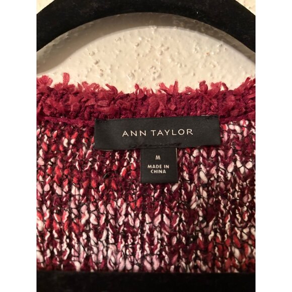 Ann Taylor Magenta Woven Sweater Jacket M Open Front Office Career - Picture 5 of 9